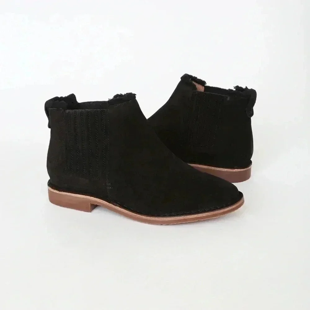 Seychelles Pool Cozy Black Suede Leather Ankle Booties Size 7 Boots